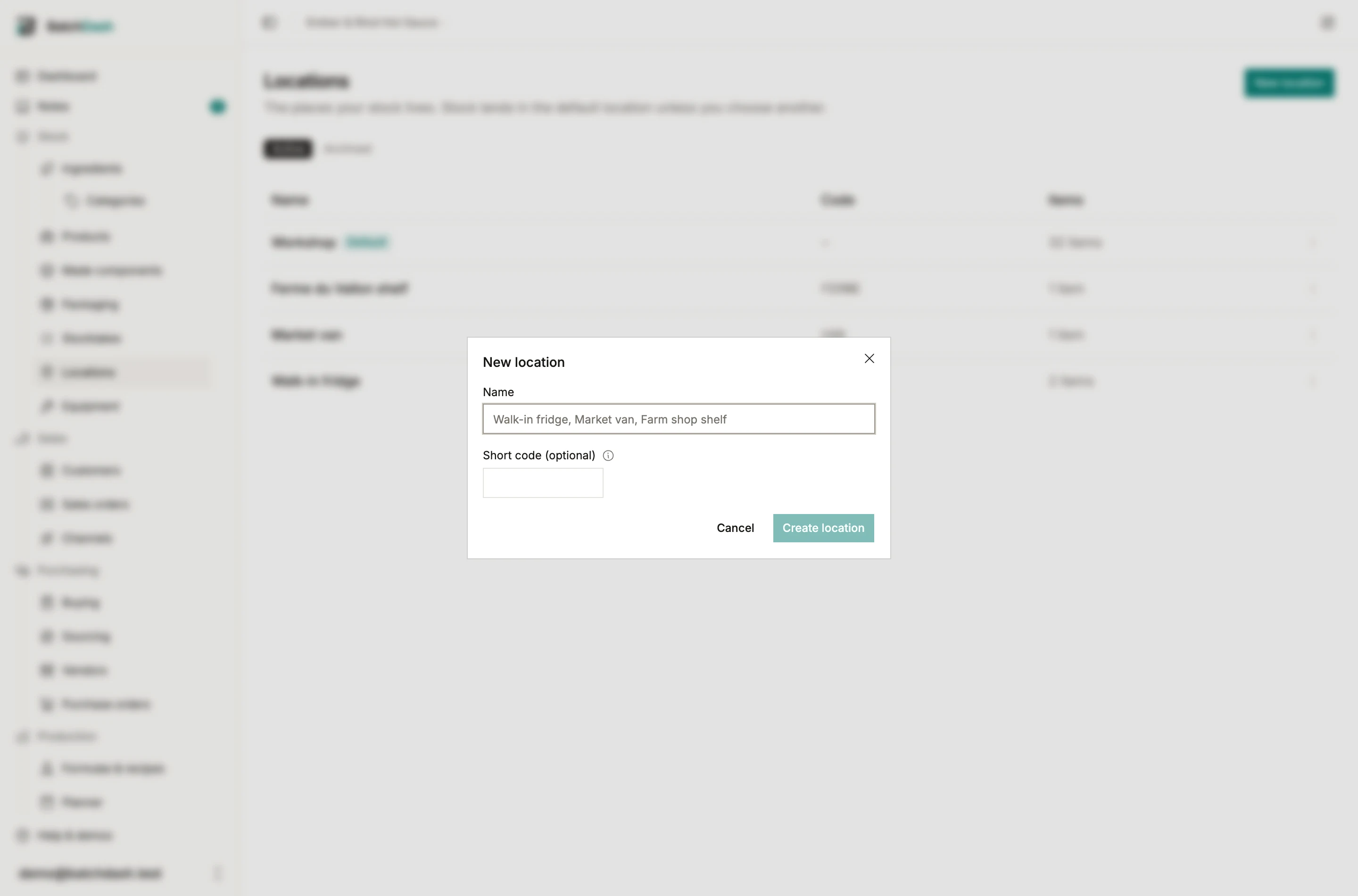 The new location dialog