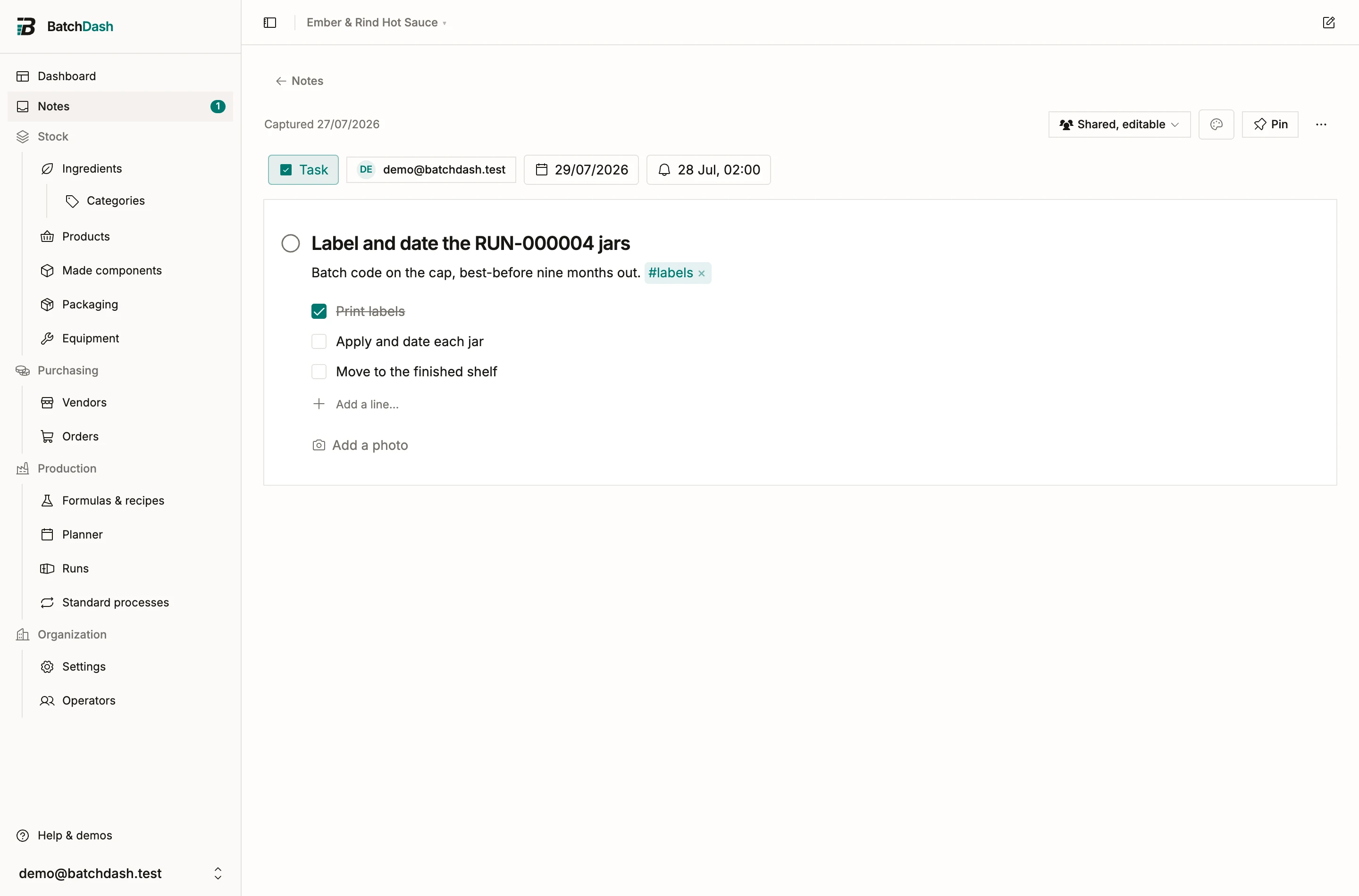A task with a due date, an assignee and a checklist