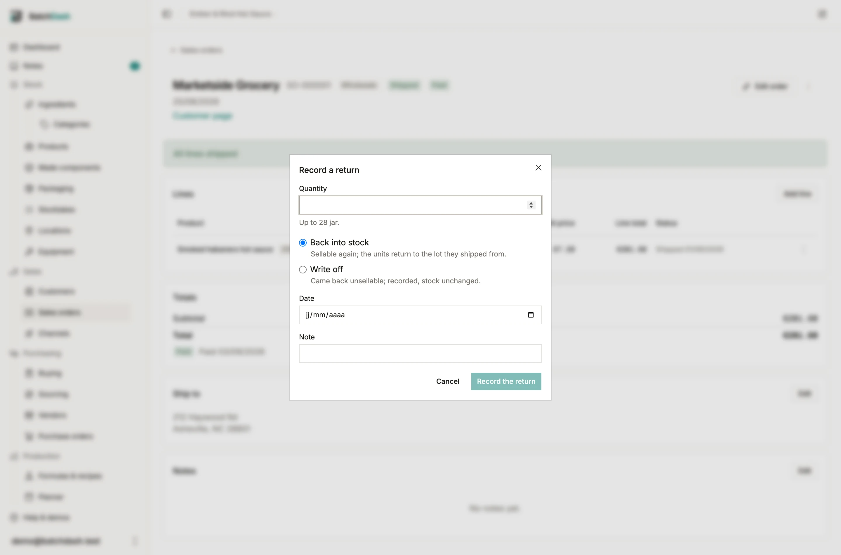 The return dialog with its two outcomes