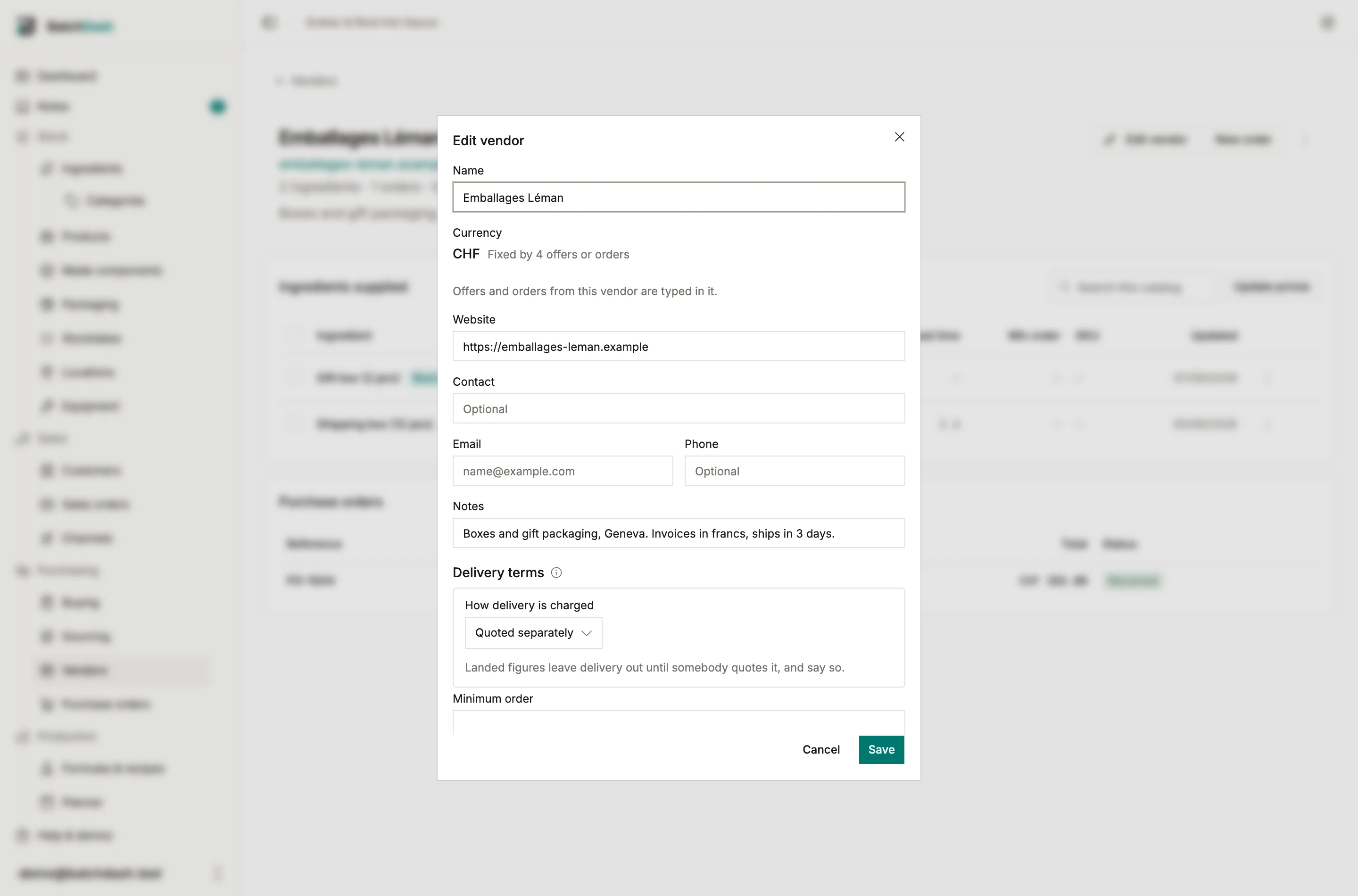 Editing a vendor whose currency is fixed by its offers and orders