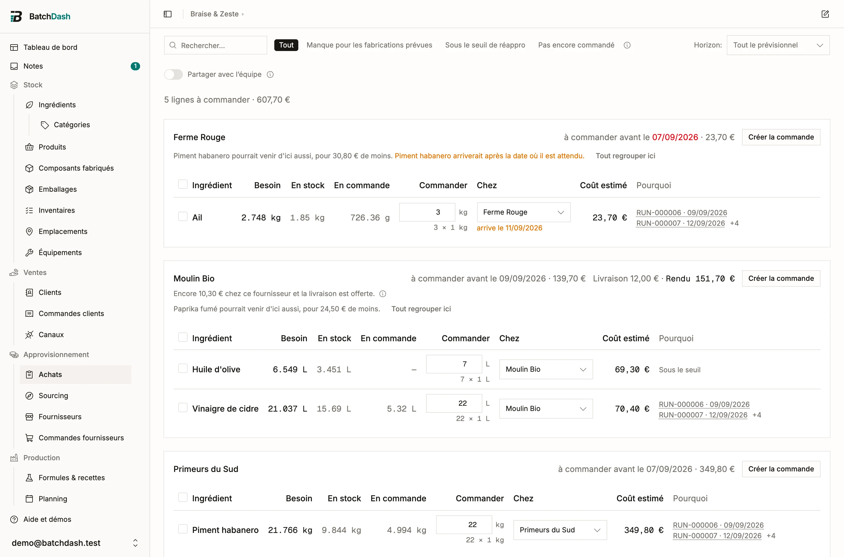 Une carte fournisseur qui compte le port: marchandises, livraison, rendu, et ce qui manque pour le franco